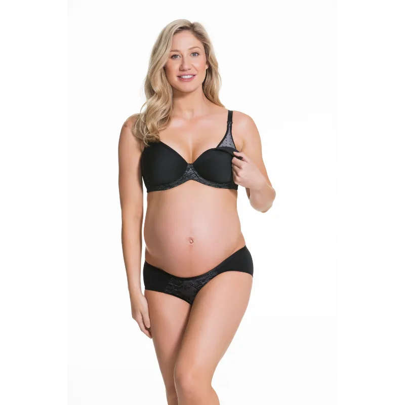 Waffles Flexi Wire Contour Nursing Bra Black - Cake