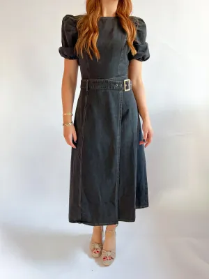 Washed Denim Midi Dress