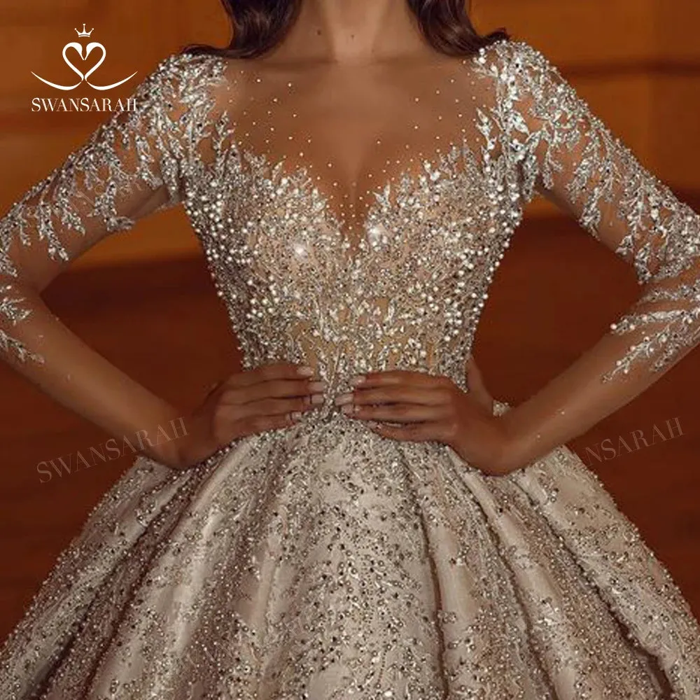 Wedding Dress Beaded Ball Gown Court Train Bride Princess