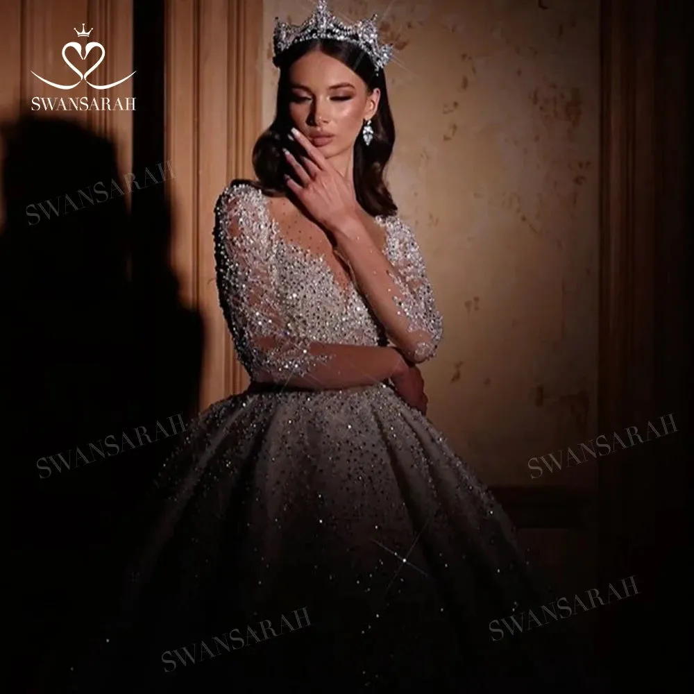 Wedding Dress Beaded Ball Gown Court Train Bride Princess