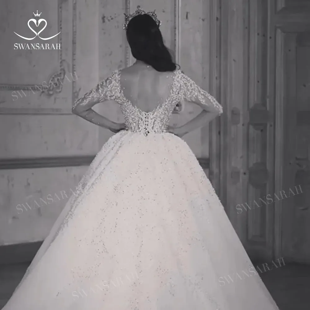 Wedding Dress Beaded Ball Gown Court Train Bride Princess