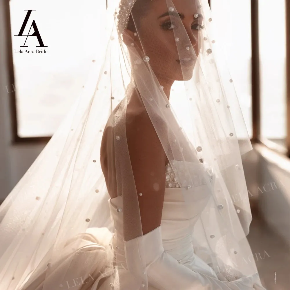 Wedding Dress Satin Sleeveless Ball Gown Court Train Princess Bride