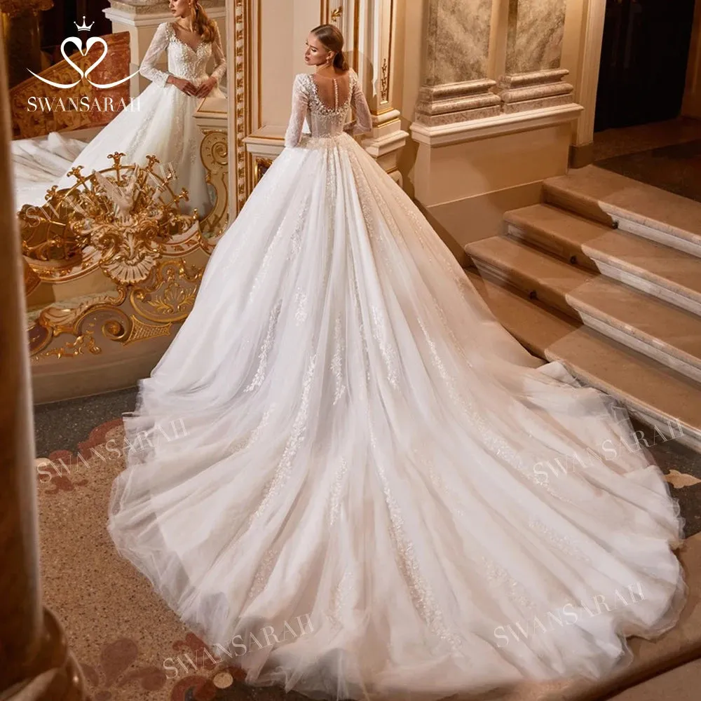 Wedding Dress Sweetheart Appliques Bride Ball Gown Royal Train