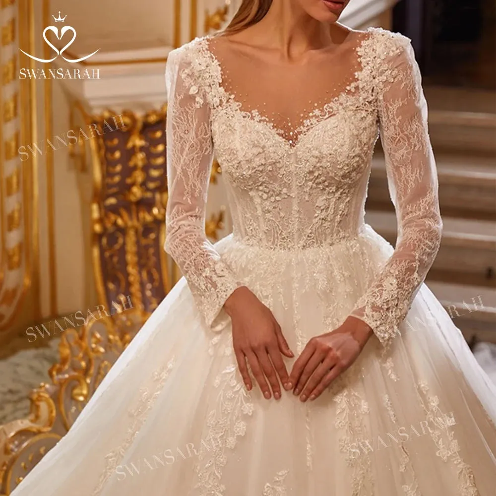 Wedding Dress Sweetheart Appliques Bride Ball Gown Royal Train