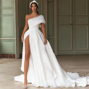Wedding Dresses Lace Appliques One Shoulder Bride Gowns