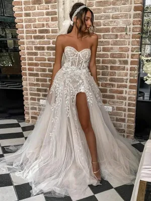 Wedding Dresses Princess Off Shoulder Sleeveless Beach Party Bridal Gown