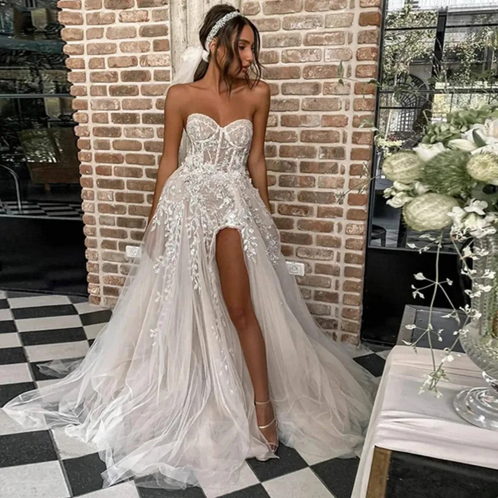 Wedding Dresses Princess Off Shoulder Sleeveless Beach Party Bridal Gown
