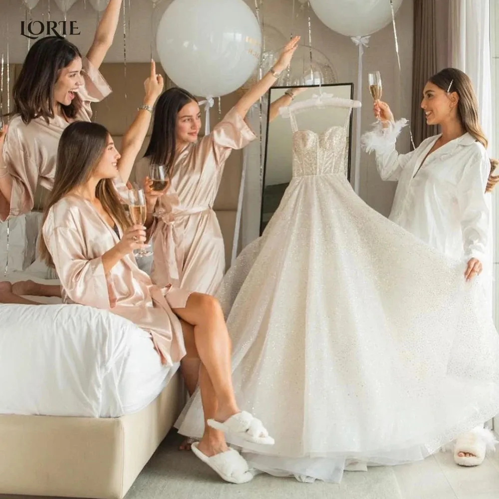 Wedding Dresses Spaghetti Straps Open The Back Boho Bridal Gowns