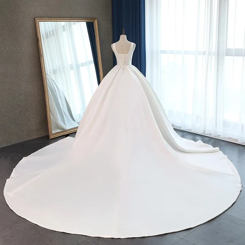 Wedding Guest Dresses: Wedding Dress Corset Long Train Bridal Ball Gowns Plus Size