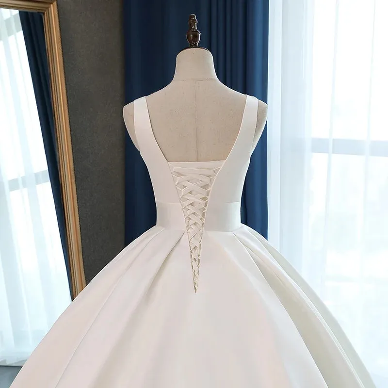 Wedding Guest Dresses: Wedding Dress Corset Long Train Bridal Ball Gowns Plus Size