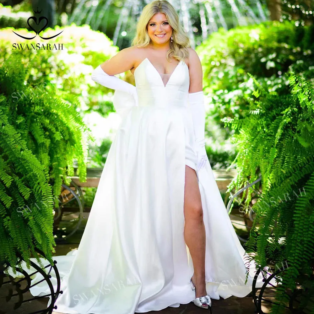 Wedding Guest Dresses: Wedding Dress Vintage Strapless A-Line Court Train Beach