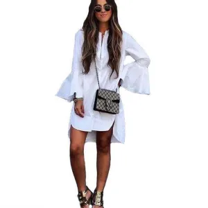 White Flare Sleeve Shirt / Dress (US 10-16)