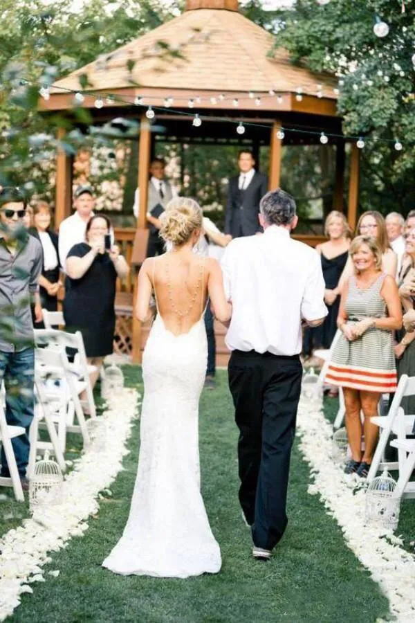 White Lace Backless Mermaid Summer Wedding Dresses