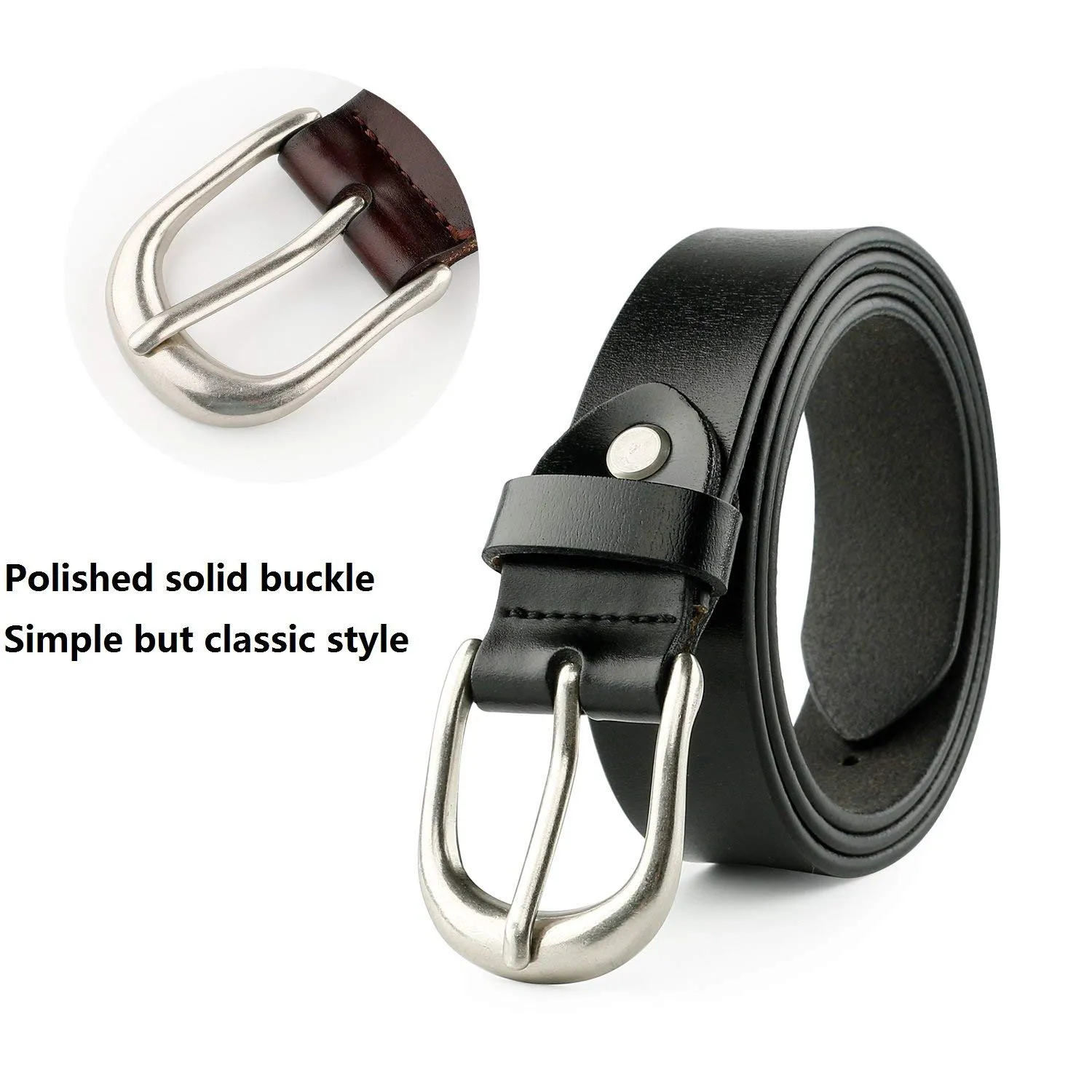Women Leather Belt for Jeans Pants Plus Size Western Design Belt Alloy Buckle