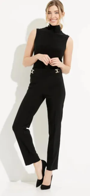 Women's Joseph Ribkoff | Buckle Detail Slim Leg Pant | Black