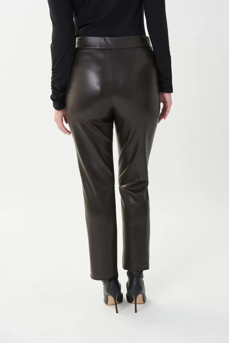 Women's Joseph Ribkoff | Faux Leather Straight Leg Pant | Mocha
