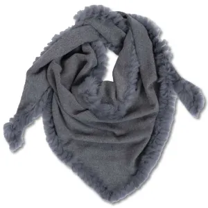 Women's Triangle Scarf Trimmed W/ Whipstiched Rex Rabbit
